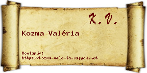 Kozma Valéria névjegykártya